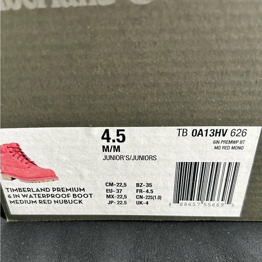 Timberland 6" Premium 50th Anniversary Waterproof Boots Red Sz 4.5🔥🔥🔥 - Picture 2 of 6